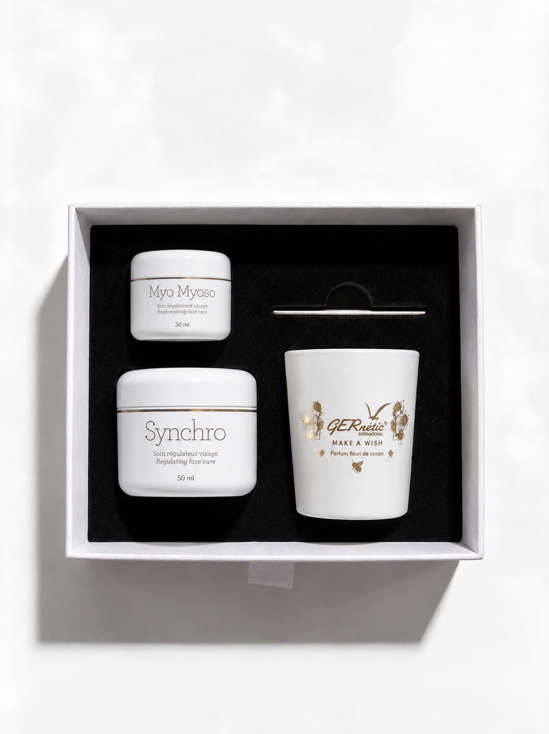 Gernétic International Ylellinen Hoitosetti: Synchro 50 ml + Myo Myoso 30 ml + Tuoksukynttilä Fleur de Coton 80 g