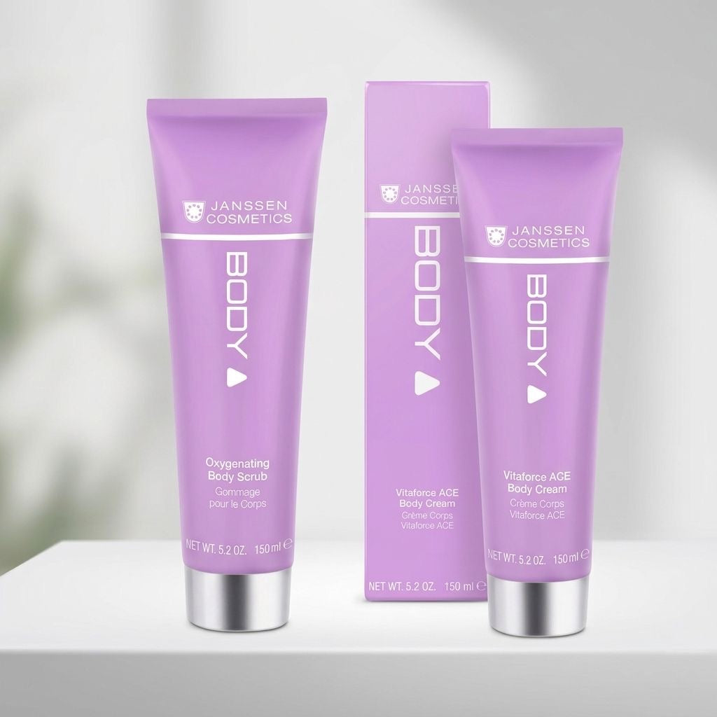 Janssen Cosmetics oxygenating body scrub + Vitaforce Age body cream