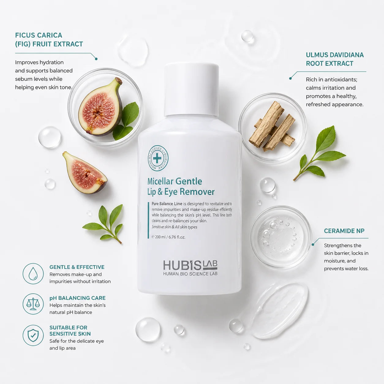 HUBISLAB Pure Balance Micellar Gentle Lip & Eye Remover 200 ml